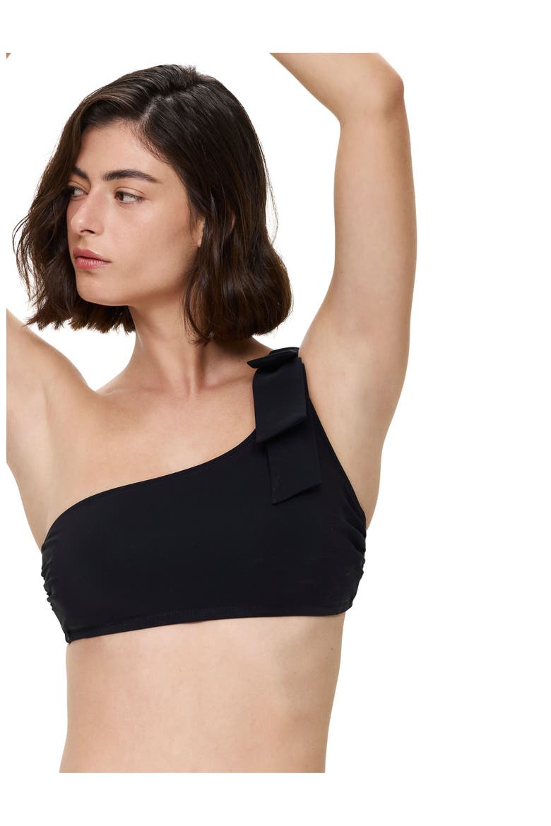 Modern Muse One Shoulder Bikini Top, Alternate, color, Black