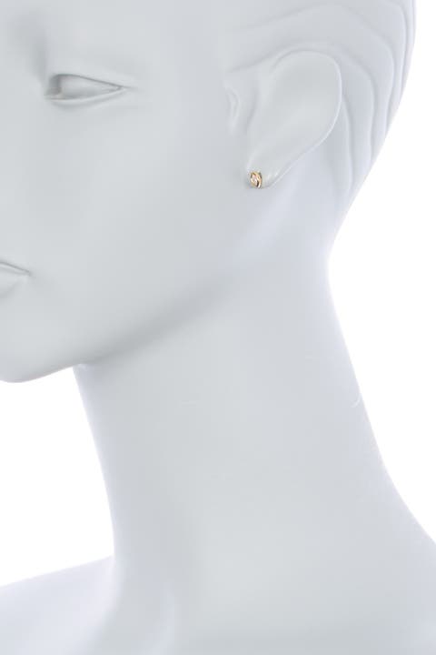 18K Yellow Gold Diamond Marquis Bezel Stud Earrings - 0.17 ctw