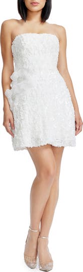 Sasha Floral Appliqué Strapless Cocktail Minidress