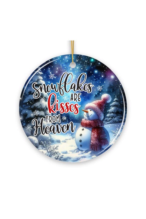 Kisses From Heaven Enchanting Snowman Round Ornament