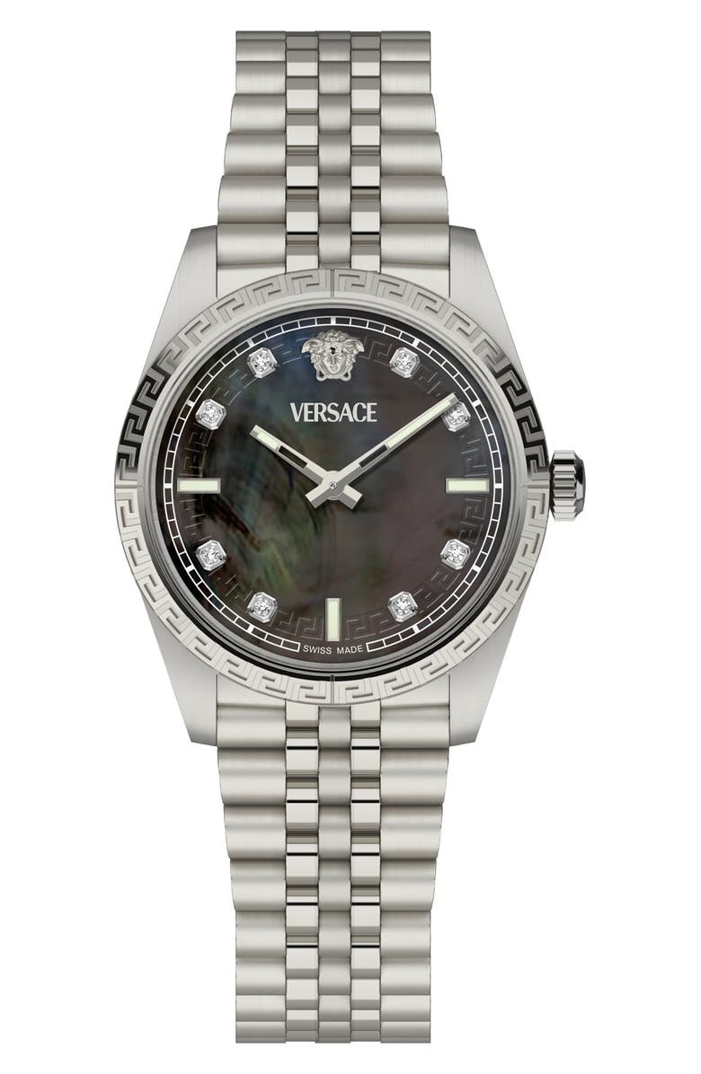 Versace Millenyium Mother-of-Pearl Bracelet Watch, 32mm, Alternate, color, Stainless Steel