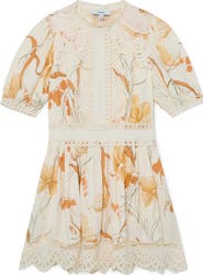 Reiss Lacey Print Eyelet Minidress