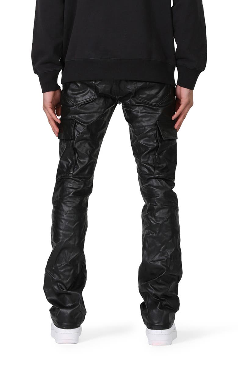 PURPLE BRAND Slim Boot Cut Coated Cargo Pants, Alternate, color, 