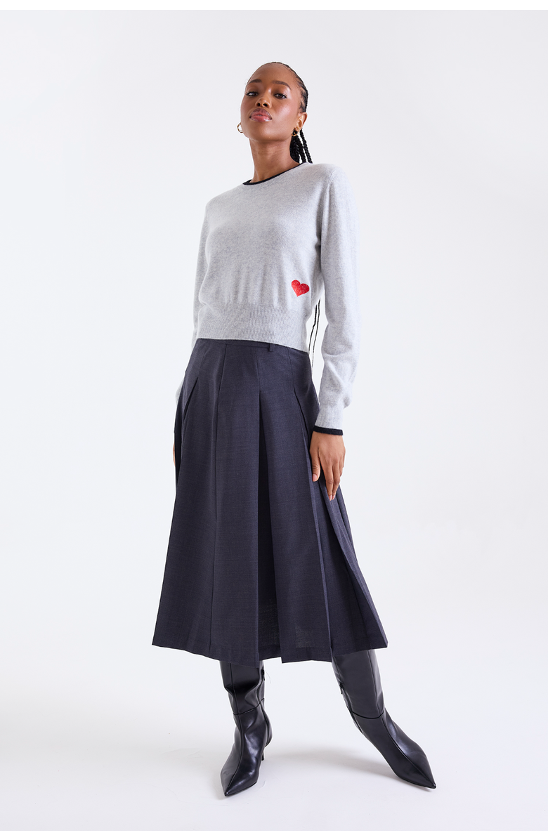 Brodie Pure Cashmere Hearts Crew Neck 100% Cashmere Sweater, Alternate, color, Super Grey