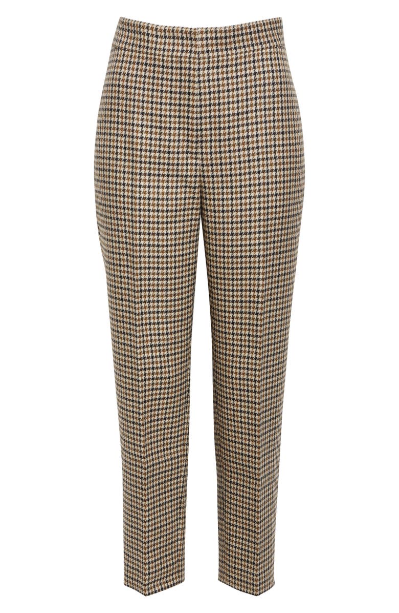 Akris punto Feryn Houndstooth Shetland Tweed Wool Ankle Pants, Main, color, Beige/ Cognac/ Black