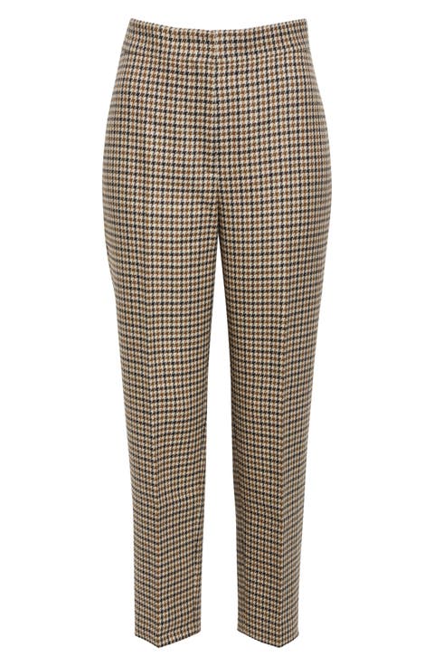 Feryn Houndstooth Shetland Tweed Wool Ankle Pants