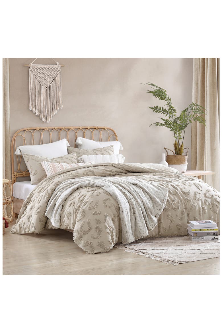 Chenille Leopard Comforter & Sham Set, Alternate, color, LINEN
