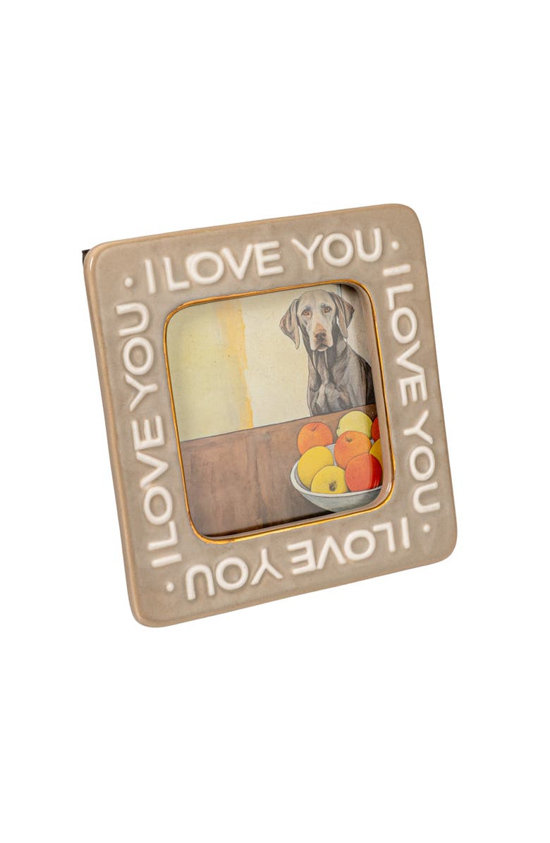 Storied Home Stoneware Photo Frame "I Love You", Beige, Main, color, Beige