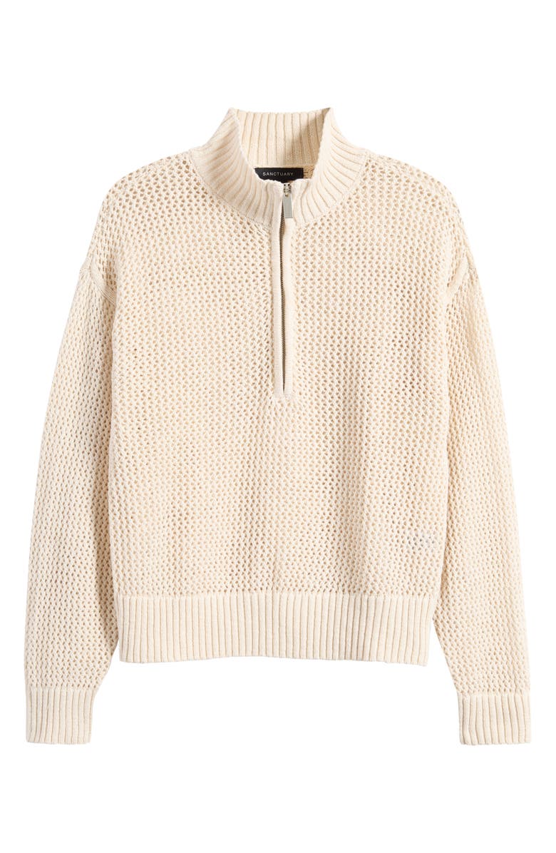 Sanctuary Open Stitch Half-Zip Cotton Sweater, Alternate, color, Eco Natura