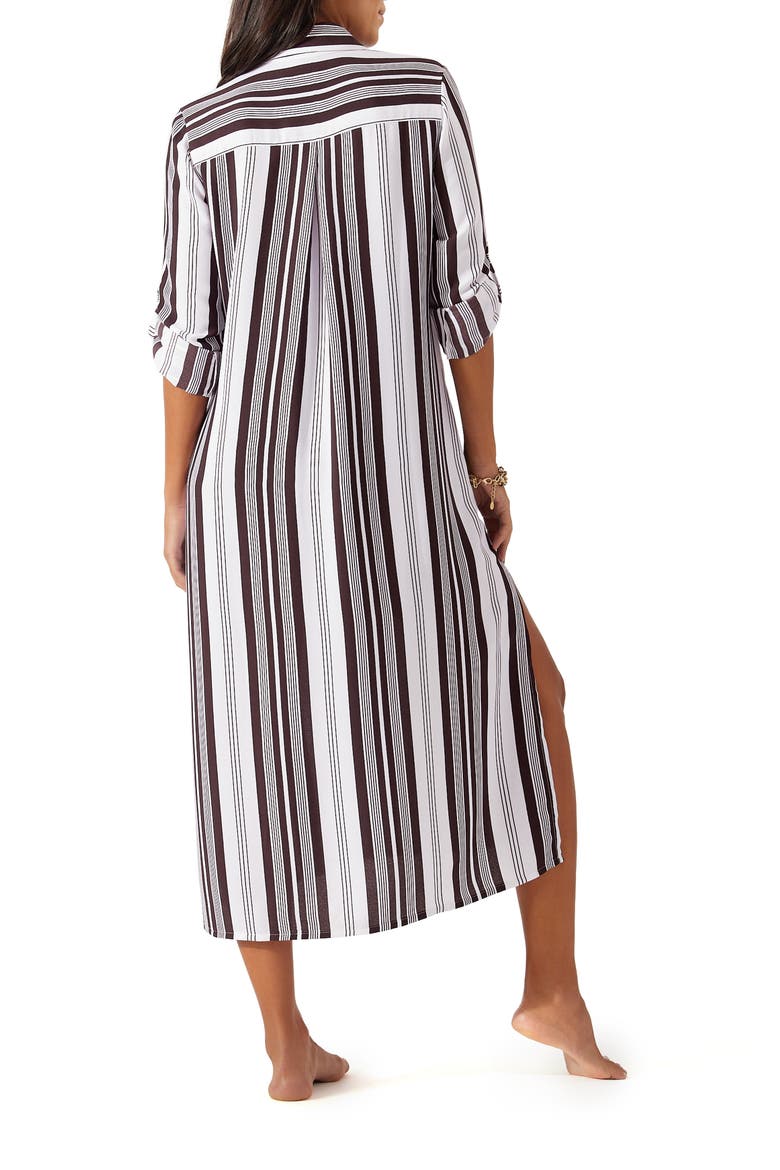 Tan Lines Stripes Cover-Up Shirtdress, Alternate, color, DOUBLE CHOCOLATE