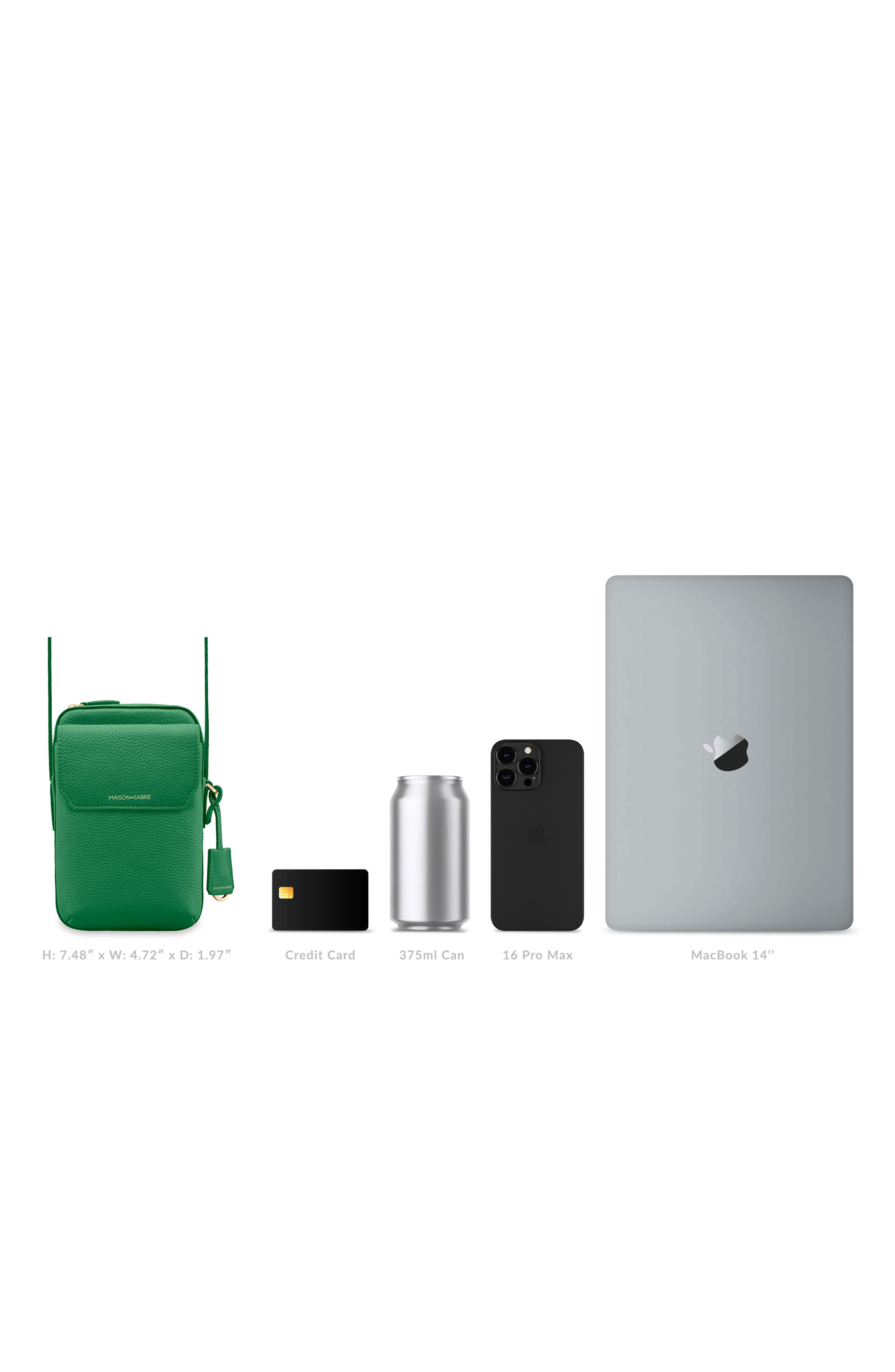 Leather Zip Phone Pouch, Alternate, color, Emerald Green
