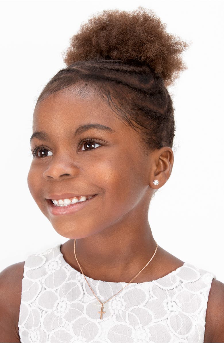 Tiny Blessings 14K Gold Everlasting Faith Cross Necklace, Alternate, color, 14K Rose Gold