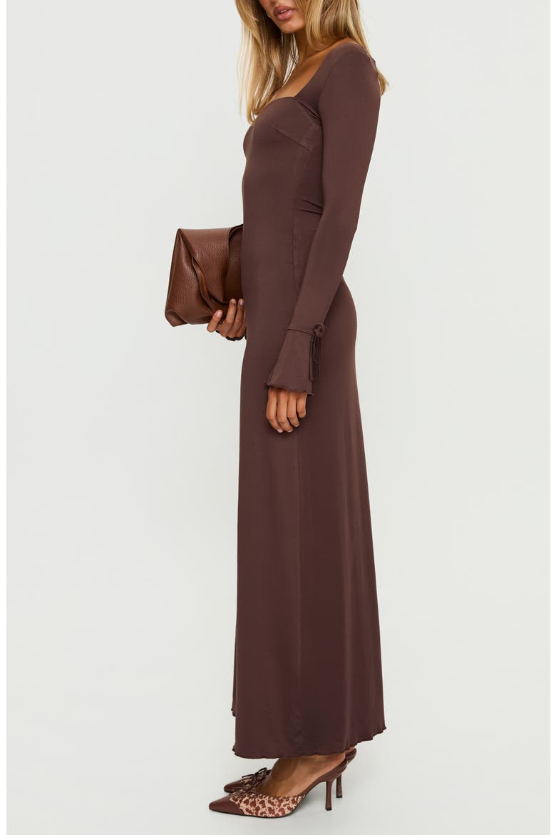 Dalzine Long Sleeve Maxi Dress, Alternate, color, CHOCOLATE