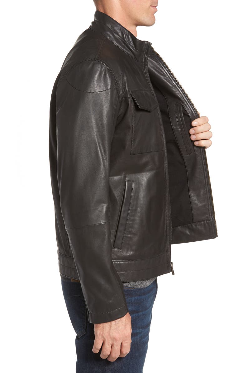 Cole Haan Washed Leather Trucker Jacket, Alternate, color,