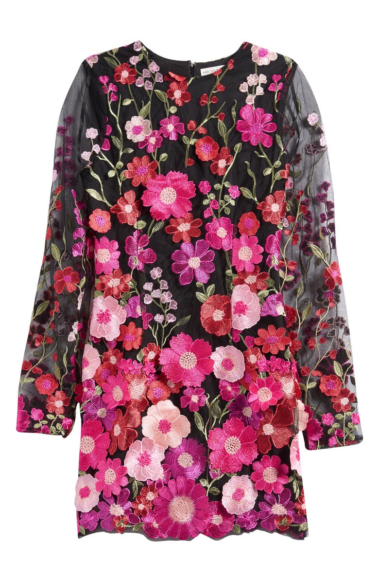 Avec Les Filles Appliqué Long Sleeve Minidress, Alternate, color,