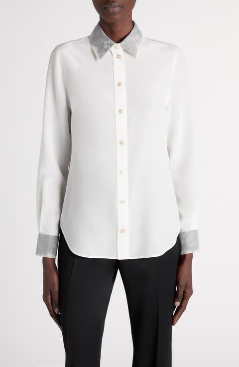 Silk Shirt with Lace Trim