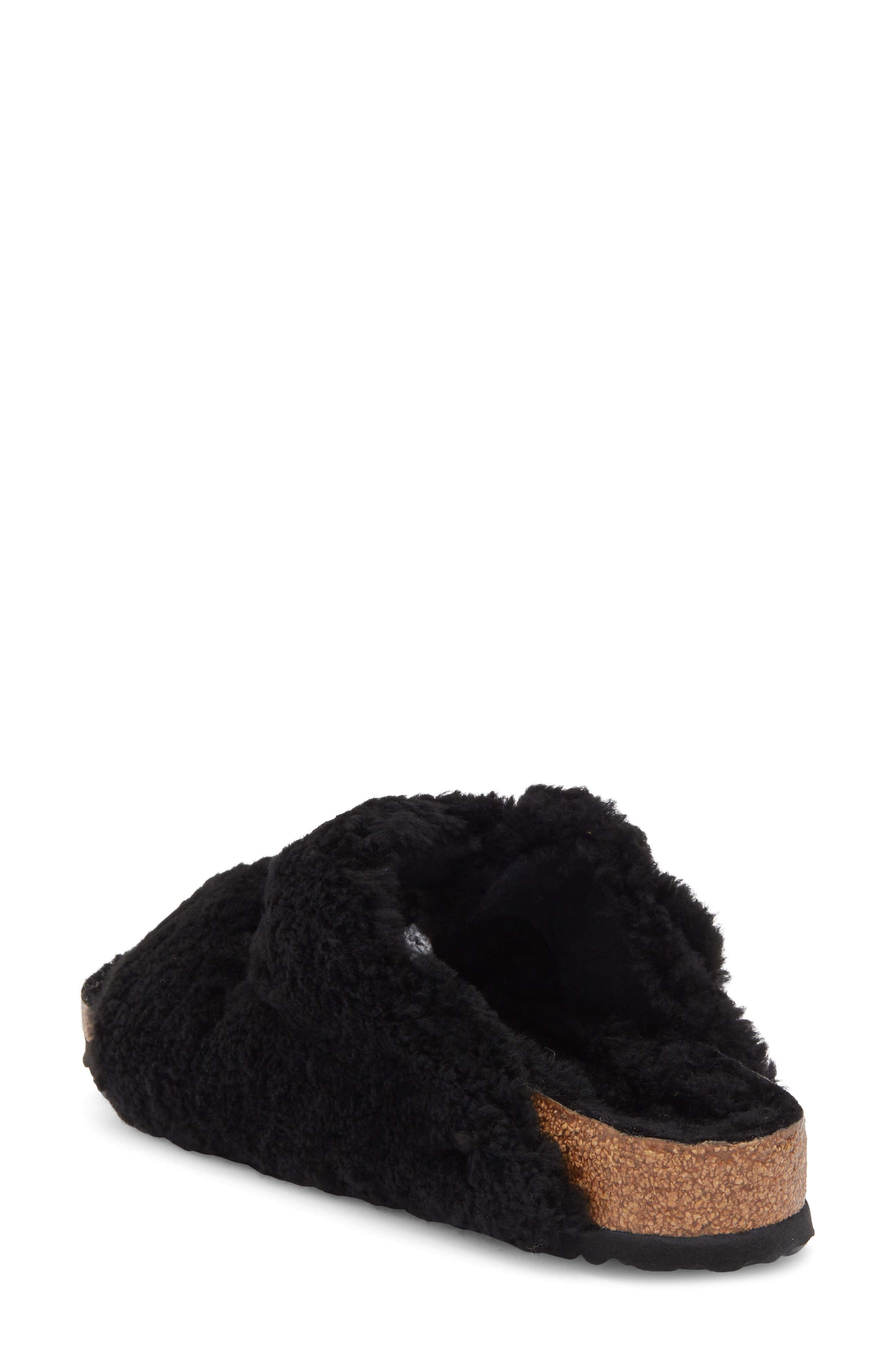 Birkenstock Arizona Big Buckle Teddy Genuine Shearling Sandal - Discontinued, Alternate, color, Black