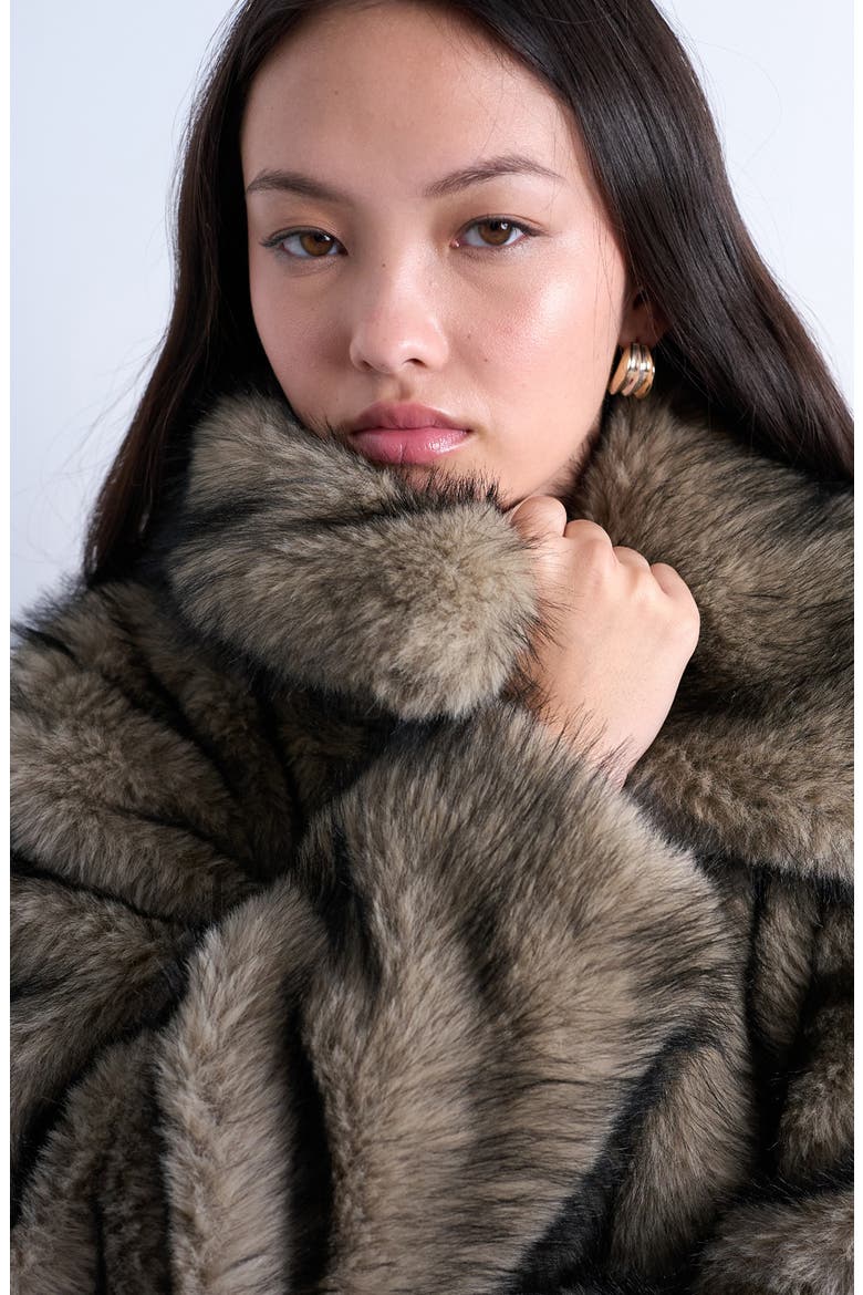 Faux Fur Bomber Jacket, Alternate, color, BEIGE
