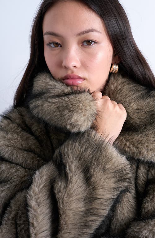 Topshop Faux Fur Bomber Jacket In Animal Print