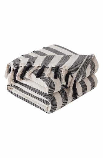 SOUTHSHORE FINE LINENS Striped Cotton Luxury Blanket