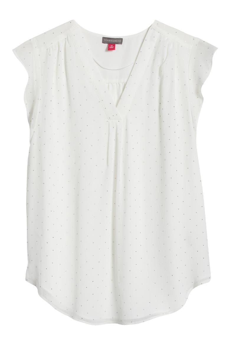 Beaded Cap Sleeve Top, Alternate, color, NEW IVORY