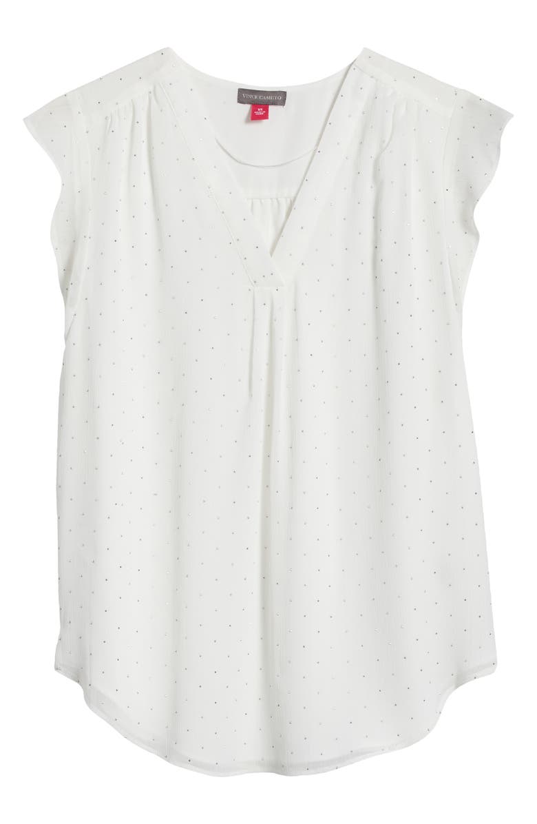 Vince Camuto Beaded Cap Sleeve Top, Alternate, color, New Ivory