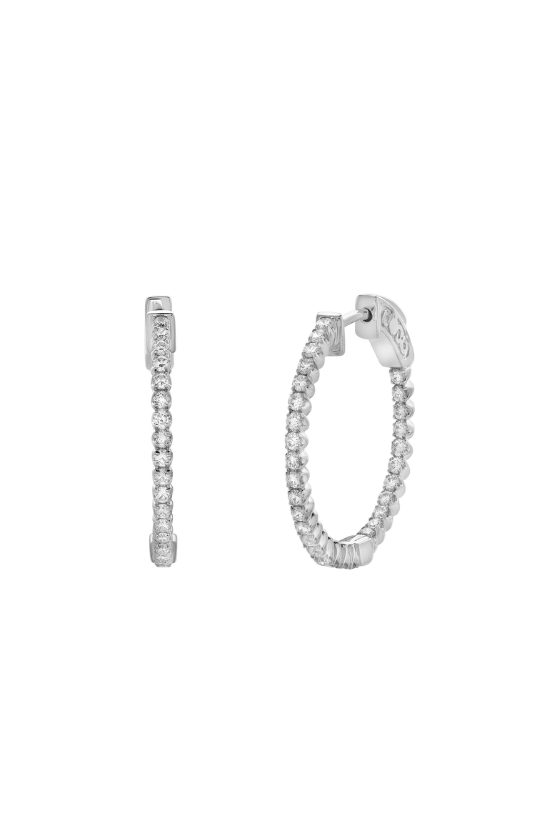 Eloise Sleek Inside Out Diamond Set Hoop Earrings in 14K Gold, Alternate, color, 14K White Gold