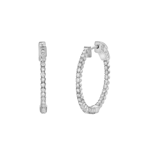 Luvmyjewelry Eloise Sleek Inside Out Diamond Set Hoop Earrings In 14k Gold In Gray