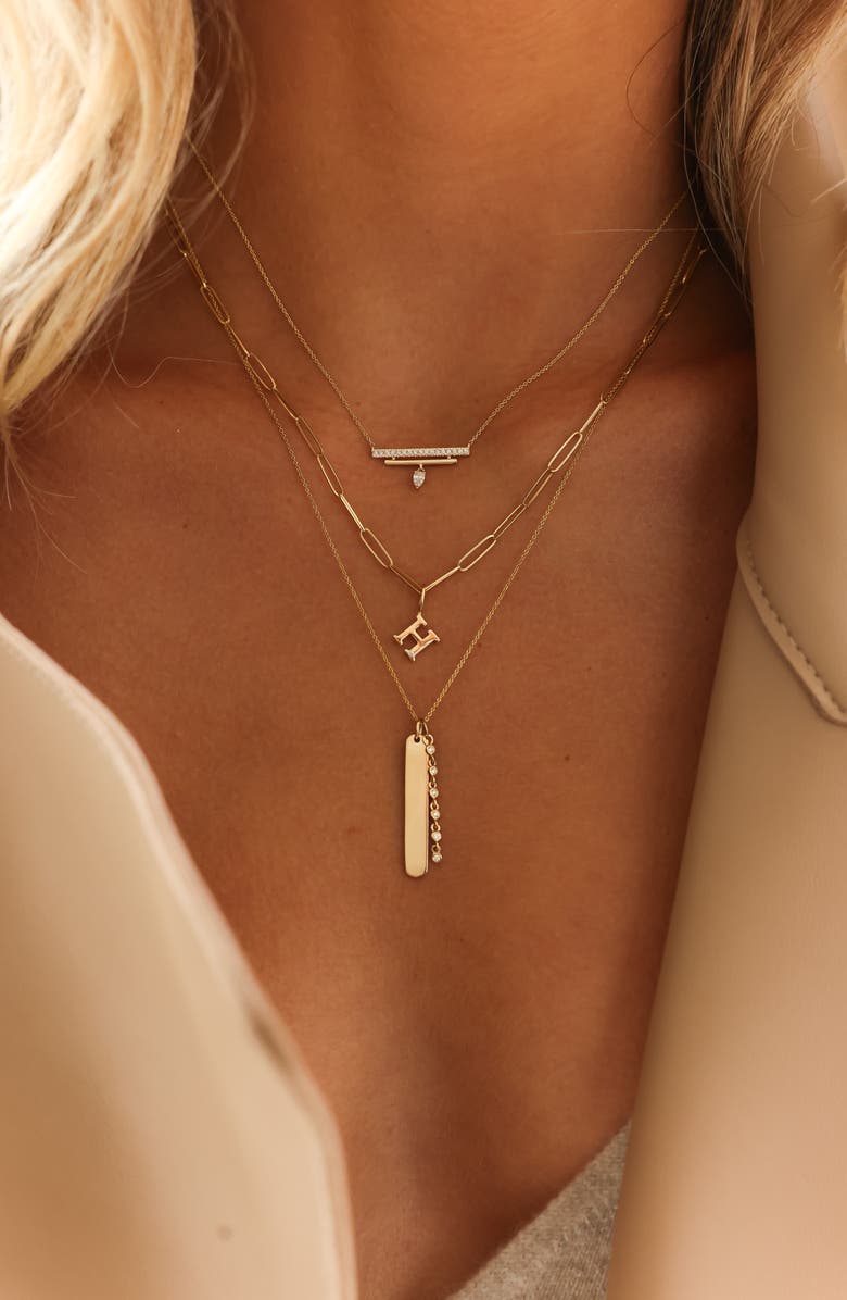 Dana Rebecca Designs Taylor Elaine Diamond Double Bar Pendant Necklace, Alternate, color, Yellow Gold