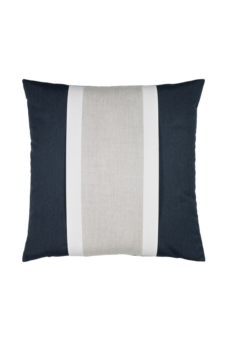 Nevis panelled dimensional banded Indoor & Outdoor Woven Accent Pillow, Main, color, Indigo