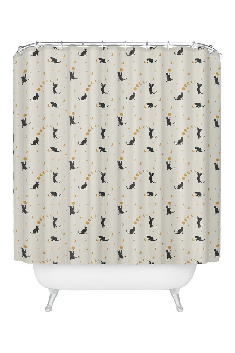 Cat and Moon Shower Curtain, Main, color, CREAM