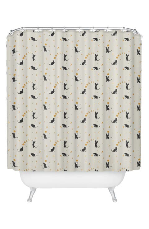 Cat and Moon Shower Curtain
