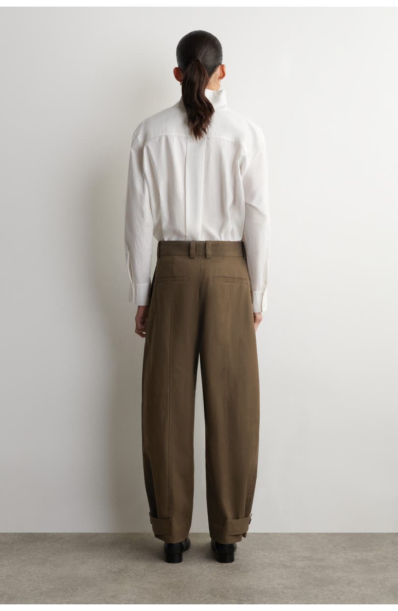 COS Barrel-Leg Cotton Utility Pants, Alternate, color, Brown