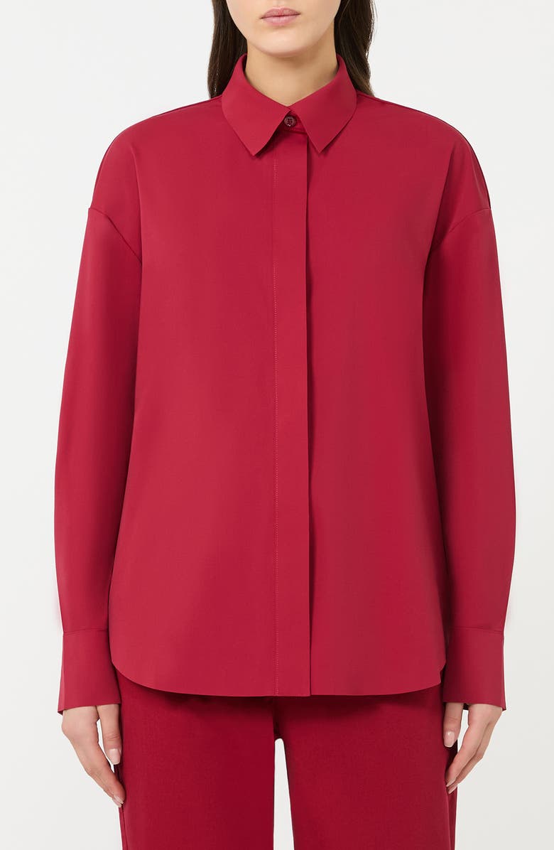 MM by Max Mara Baita Knit Button-Up Shirt, Main, color, Dark Red