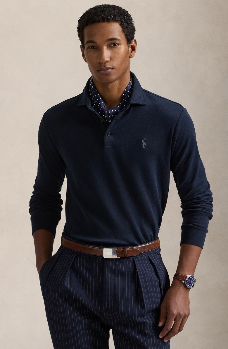 Polo Ralph Lauren Luxury Jersey Long Sleeve Polo, Alternate, color, 