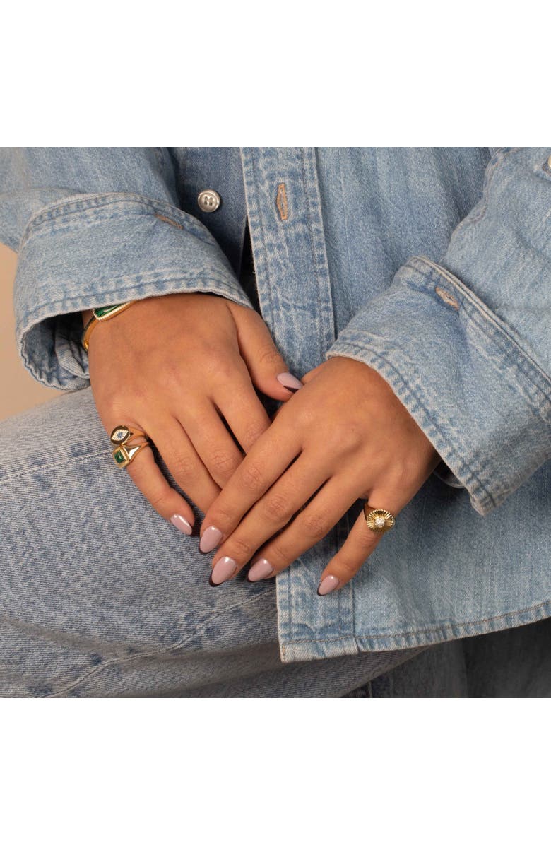 BY ADINA EDEN Colored Pave Evil Eye Signet Pinky Ring, Alternate, color, Gold