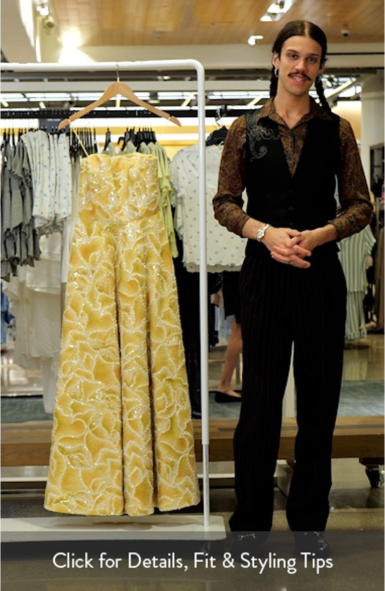 Vivian Sequin Floral Strapless Gown, sales video thumbnail