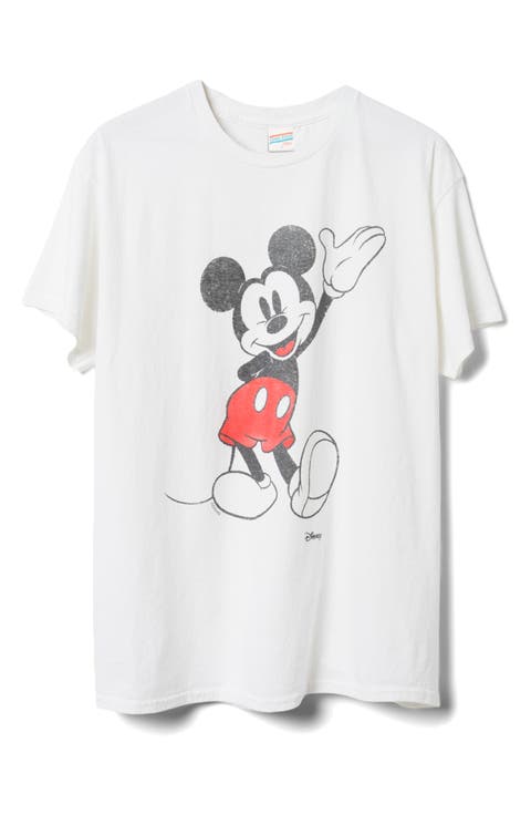 x Disney Waving Mickey Cotton Graphic T-Shirt