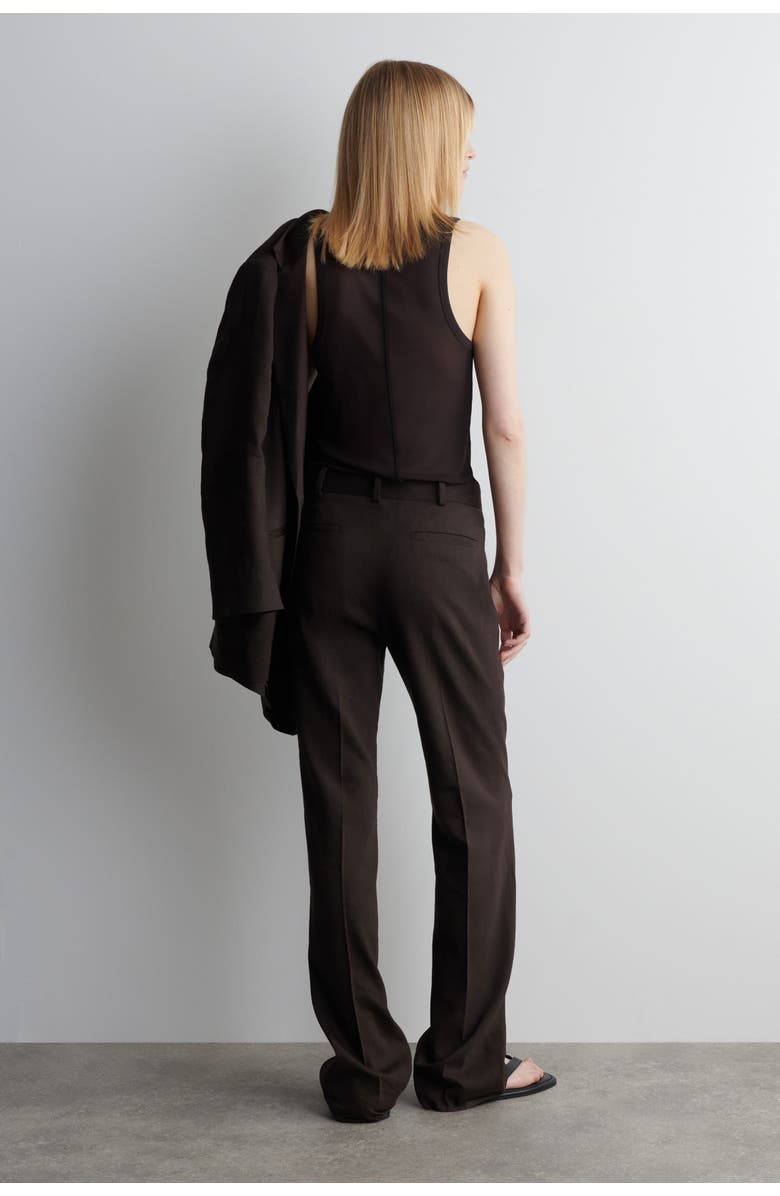 COS Tailored Linen Straight-Leg Pants, Alternate, color, Dark Brown
