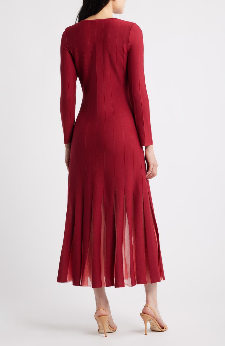 Misook Fit & Flare Long Sleeve Dress, Alternate, color, Scarlet Red