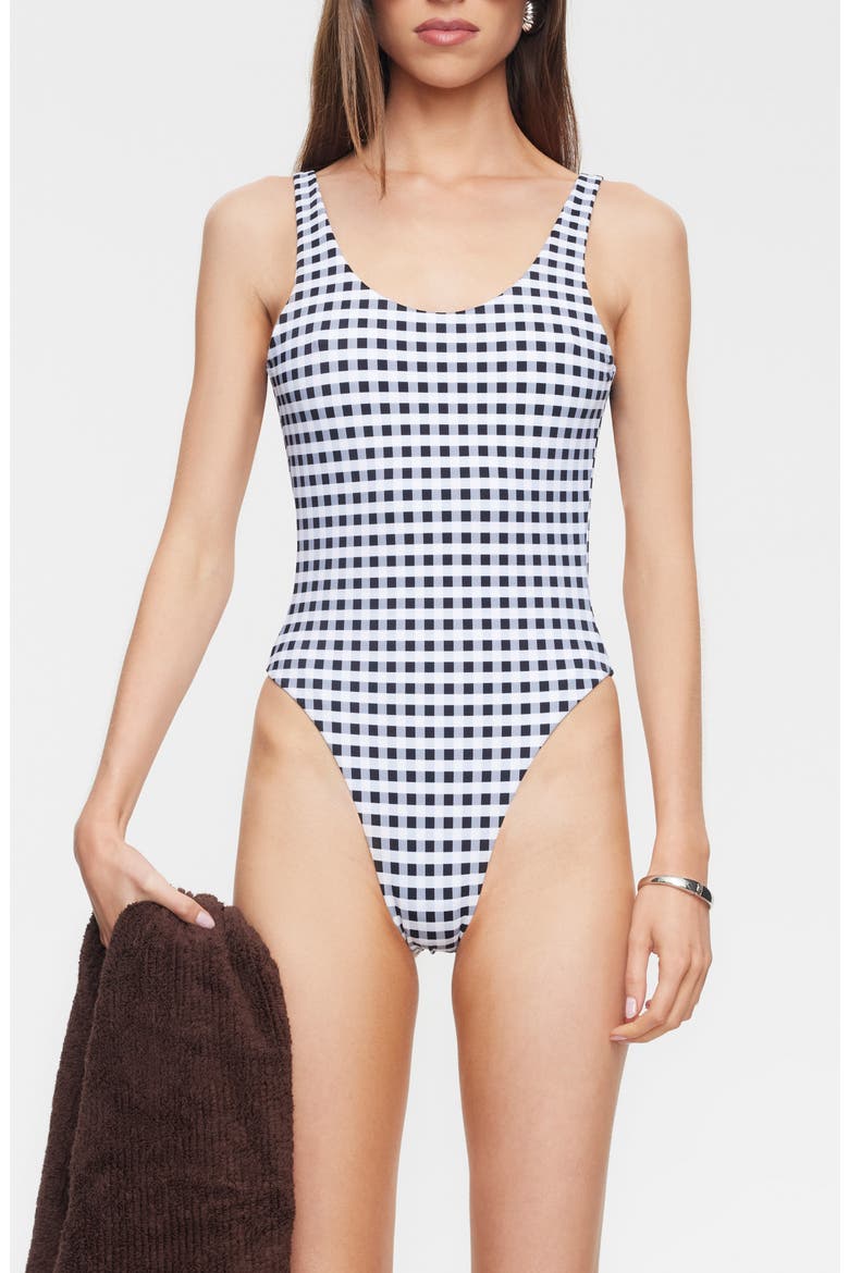 Kenny Gingham One-Piece Swimsuit, Main, color, NOIR CHECK