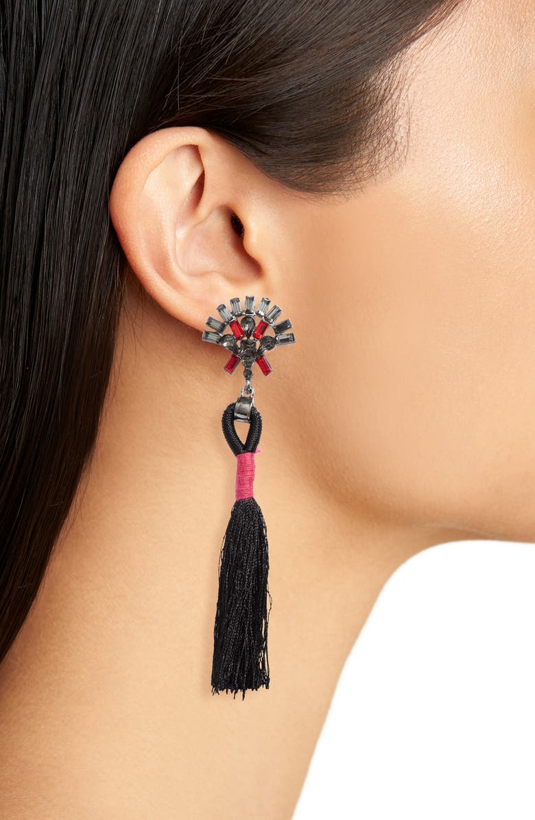 Knotty Crystal Tassel Drop Earrings, Alternate, color, 