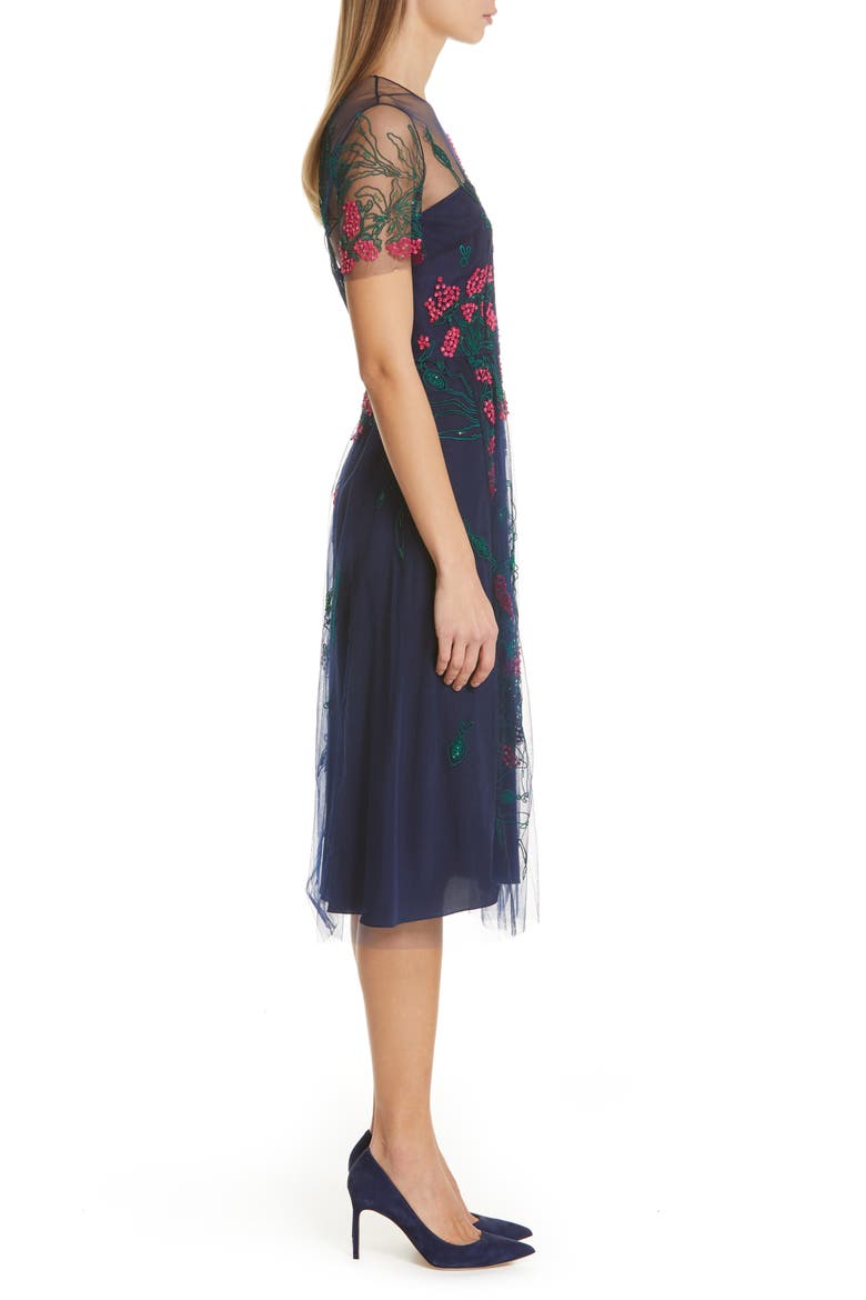 Floral Cocktail Dress, Alternate, color, MIDNIGHT