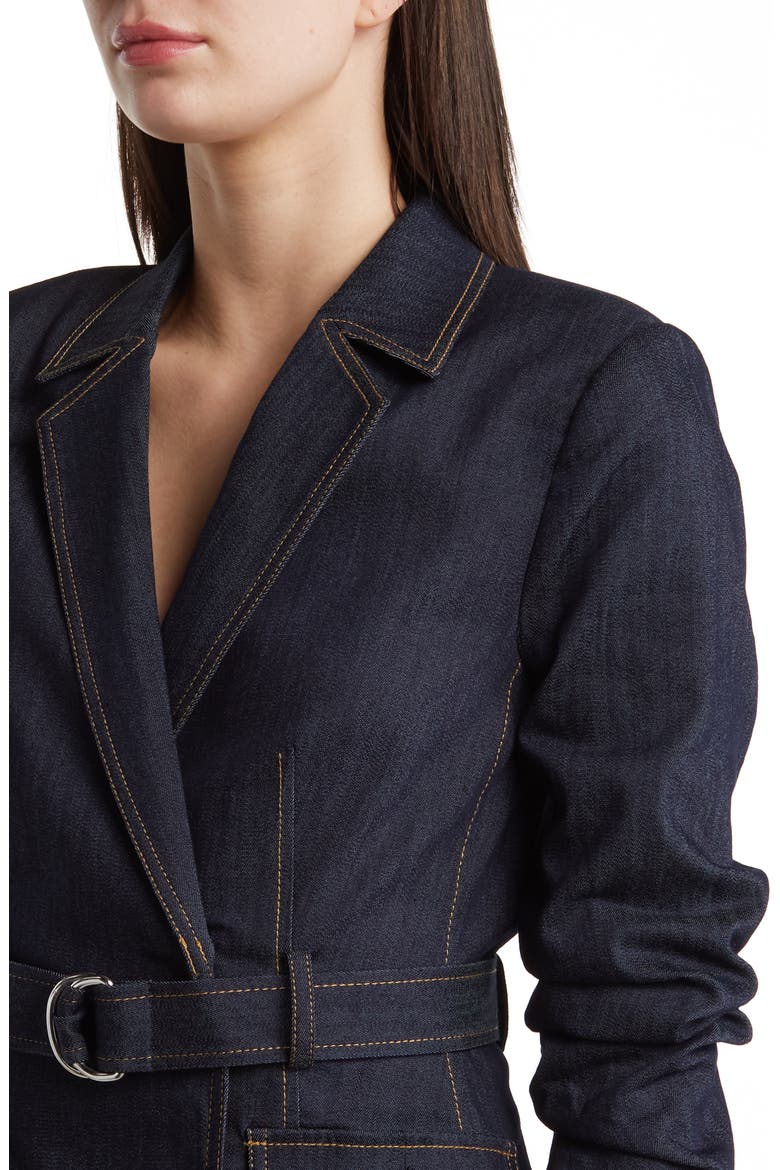 Jenessa Belted Denim Blazer Dress, Alternate, color, INDIGO