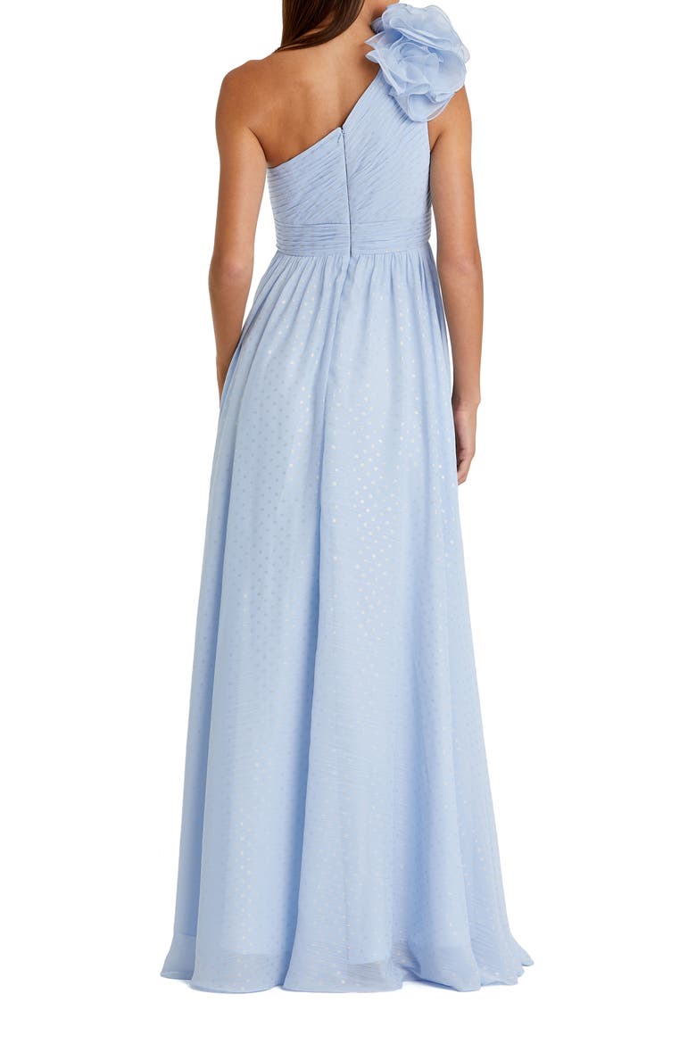 Women's Polka Dot Ruffled One Shoulder Gown, Alternate, color, Powder Blue