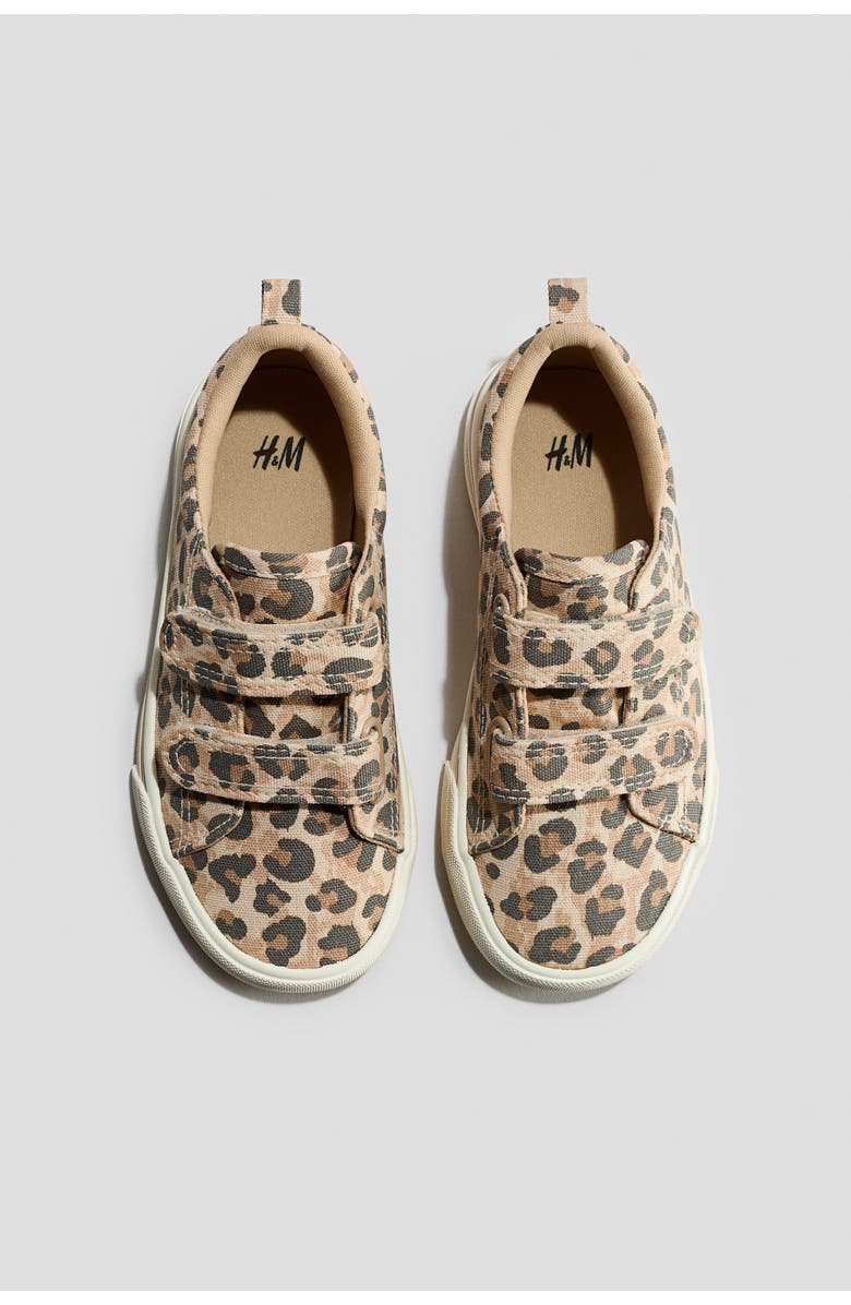 H&M Canvas Trainers, Alternate, color, Light Beige/Leopard Print