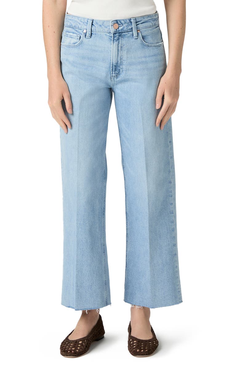 PAIGE Leenah Raw Hem High Waist Ankle Wide Leg Jeans, Main, color, 