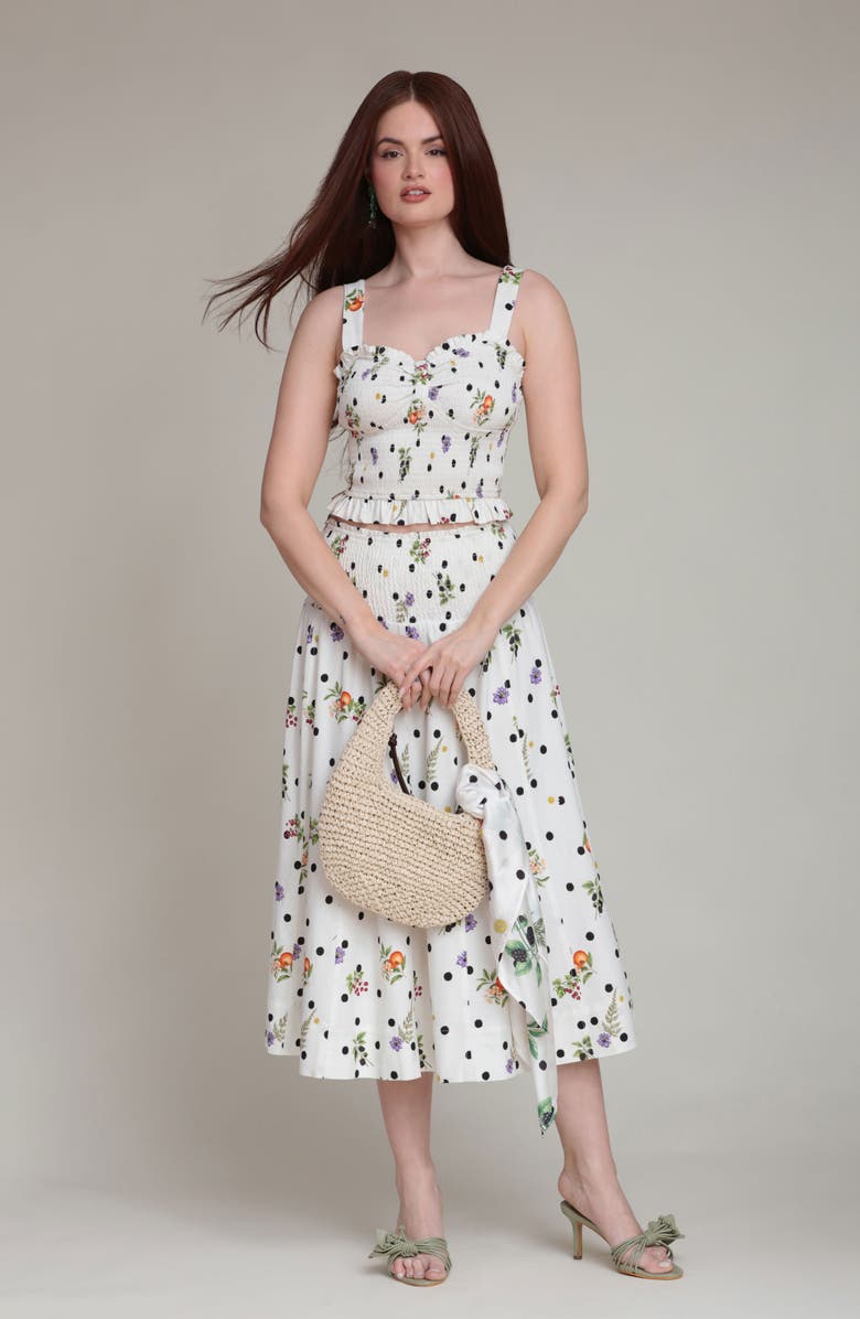 Avec Les Filles Flower & Polka Dot Smocked Tank, Alternate, color, Cream Scattered Botanical