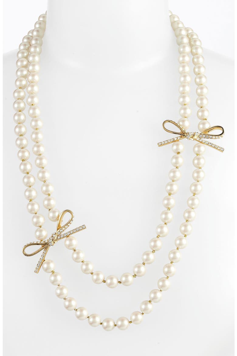 'skinny mini' faux pearl necklace, Main, color, CREAM PEARL/ CRYSTAL/ GOLD