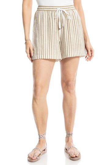 MAX STUDIO MAX STUDIO STRIPE DRAWSTRING WAIST SHORTS